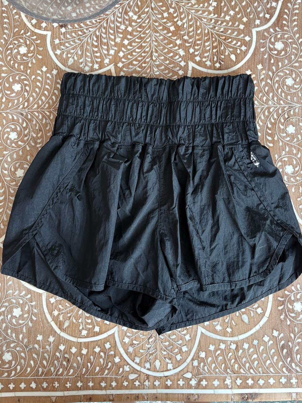 FP Movement by Free People The Way Home short - black smocked waist